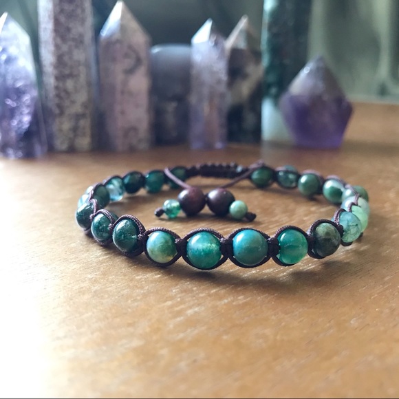 Handmade} Moss Agate Adjustable Bracelet - Picture 1 of 4